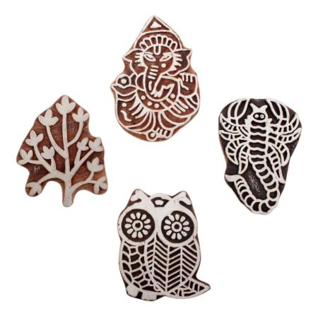 Set of 4 Piece New Mix Wooden Printing Block